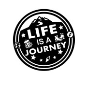 Czarna naklejka na auto Life is a journey góry podróże wlepka