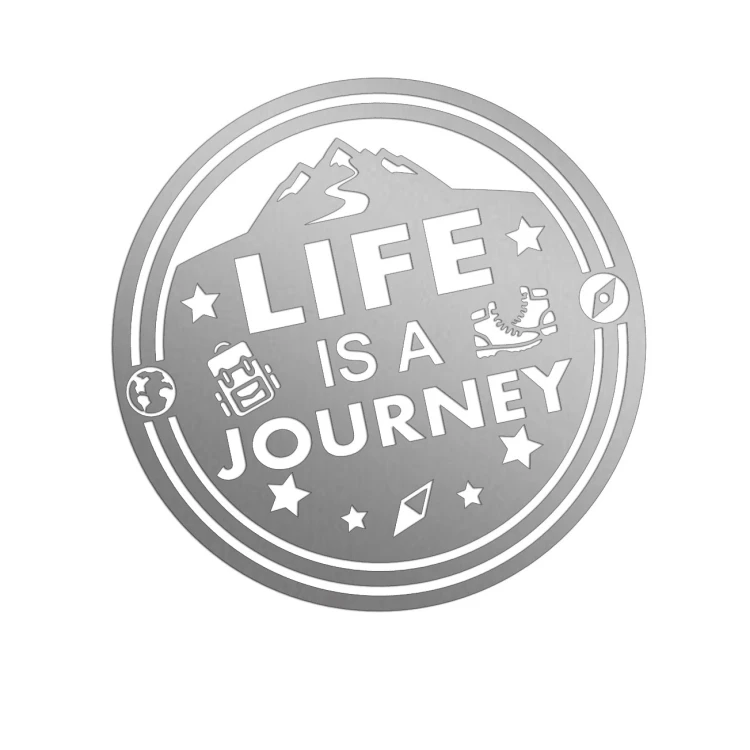 Srebrna naklejka na auto Life is a journey góry podróże wlepka