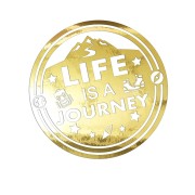 Naklejka na auto Life is a journey góry podróże wlepka złoty chrom