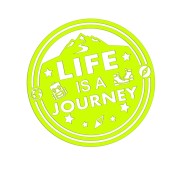Żółta neonowa naklejka na auto Life is a journey góry podróże wlepka